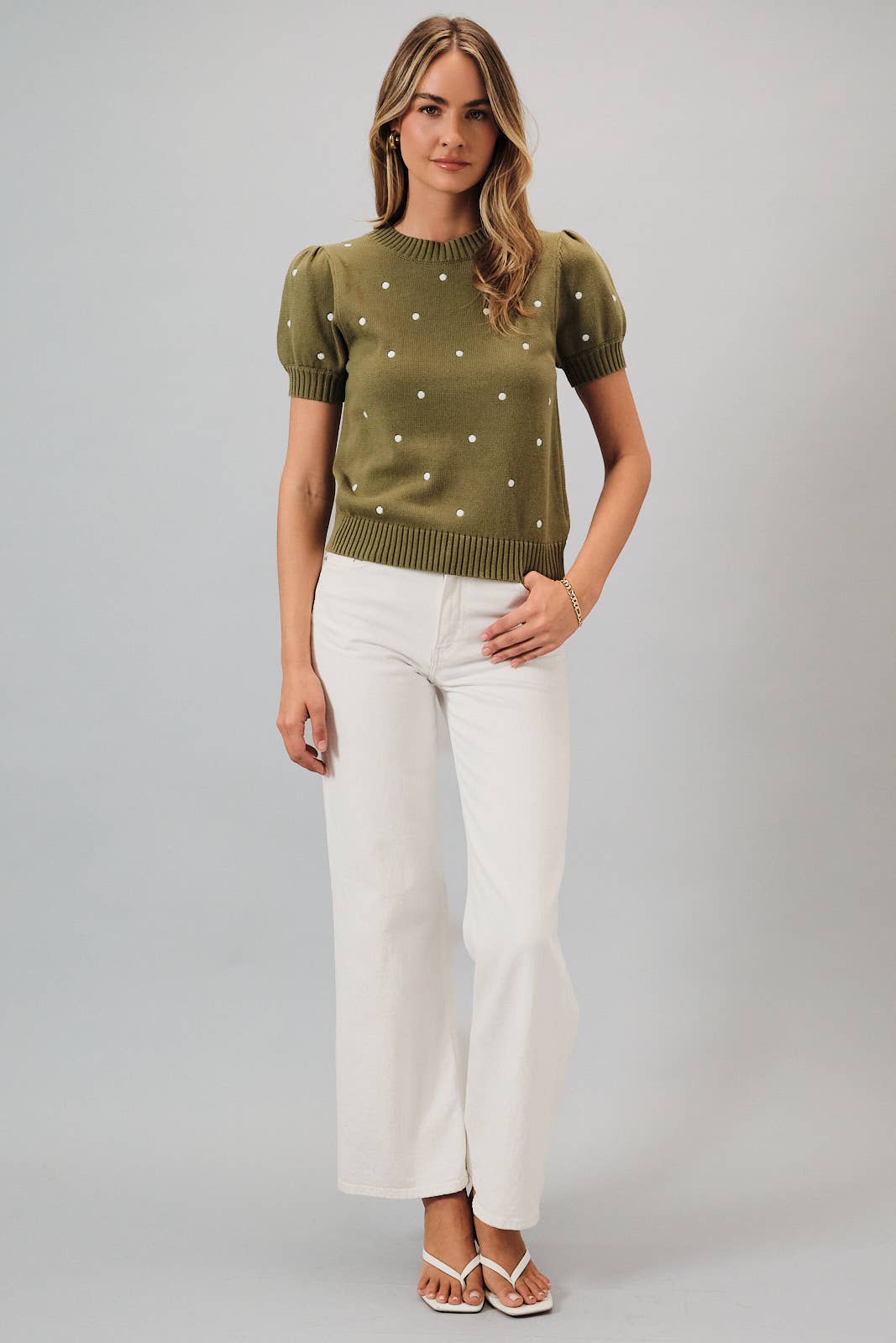 Polka Dot Embroidered Sweater