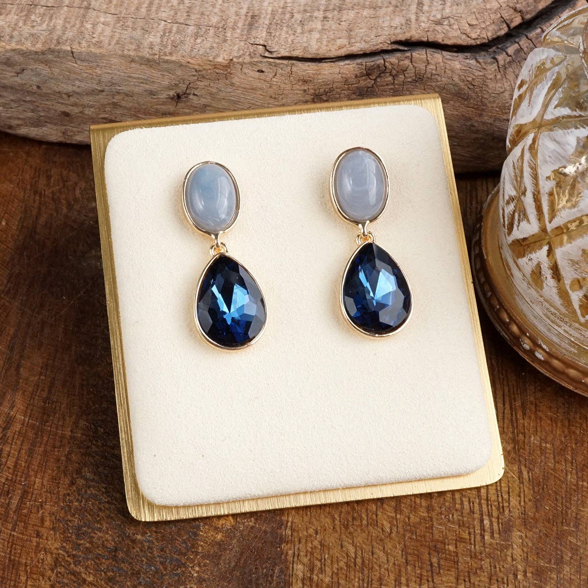 Moonlit Grace – Classic Teardrop Jeweled Statement Earrings