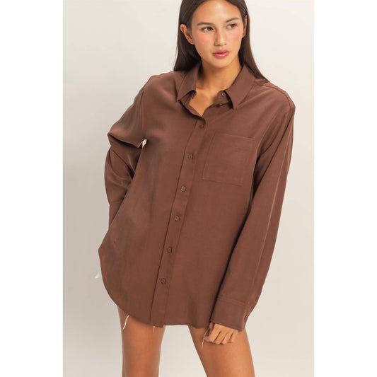 Linen Blend Button-Up Shirt
