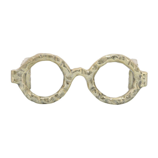 Gold 7 in. Metal Abstract Round Glasses Sculpture