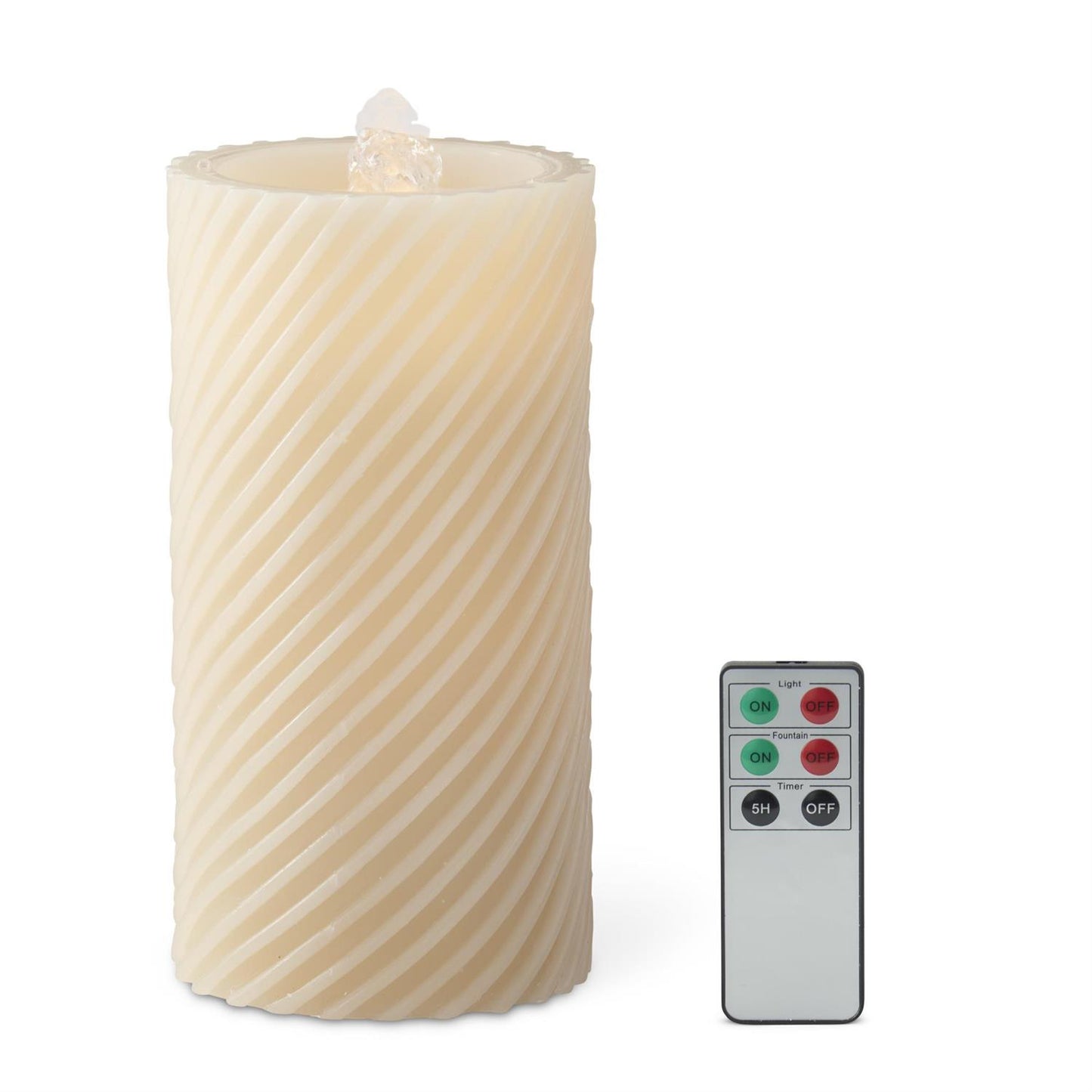 Spiral LED Wax Pillar Water Candle w/Timer & Remote