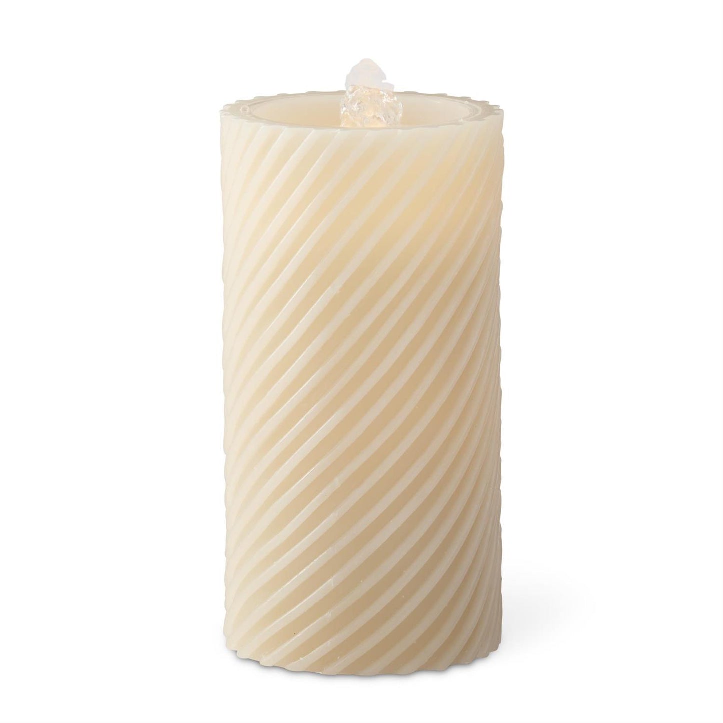Spiral LED Wax Pillar Water Candle w/Timer & Remote