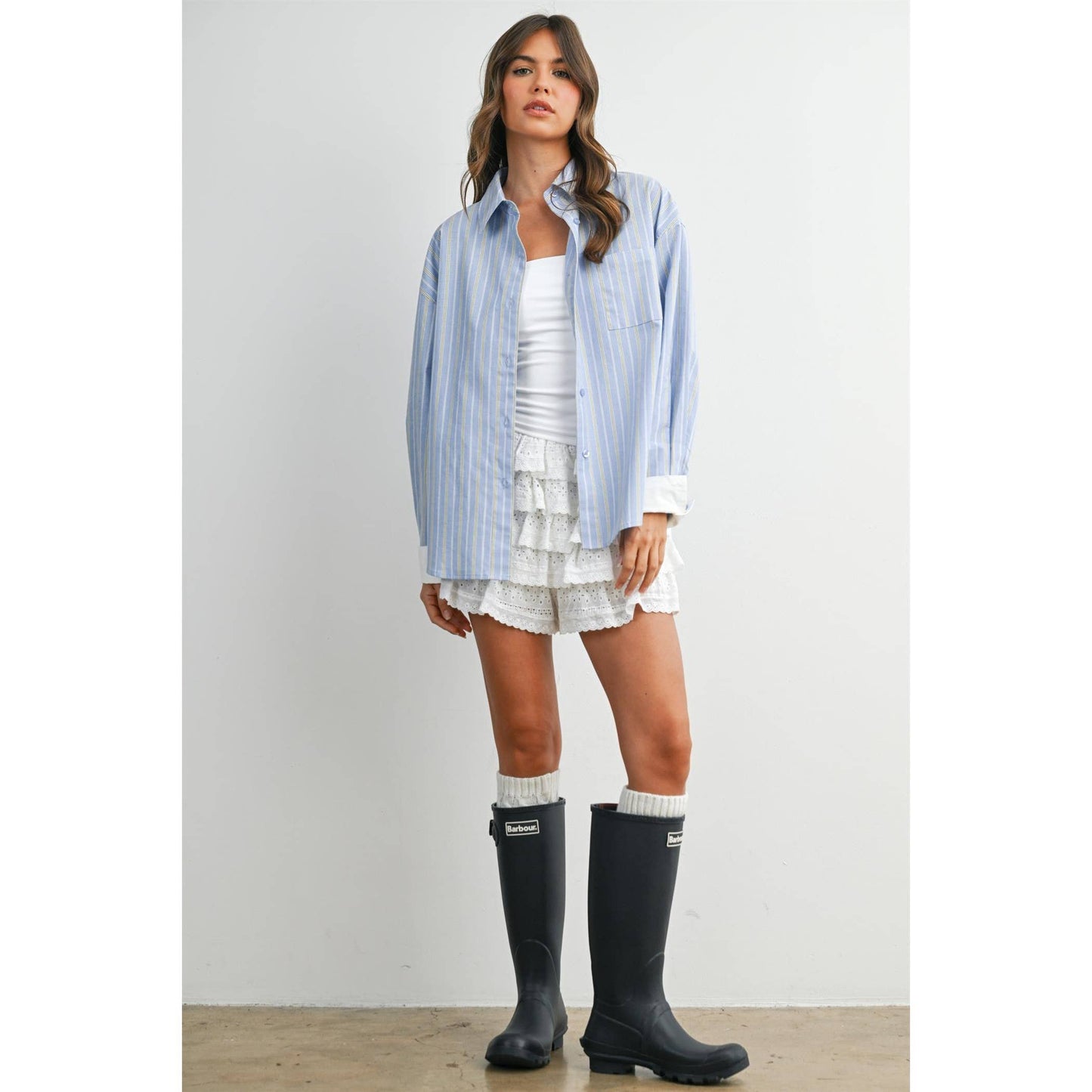 Striped Long-Sleeve Button-Up Shirt
