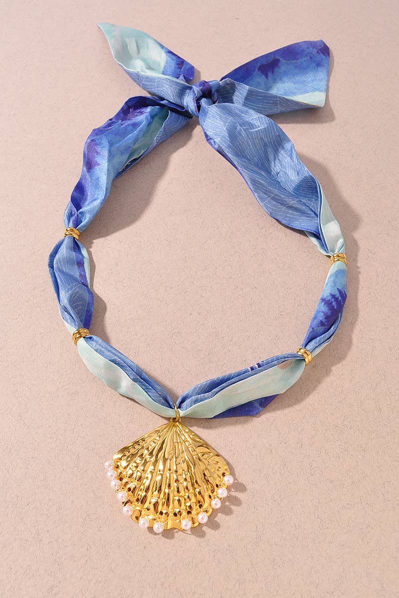 Shell Pendant Scarf Necklace