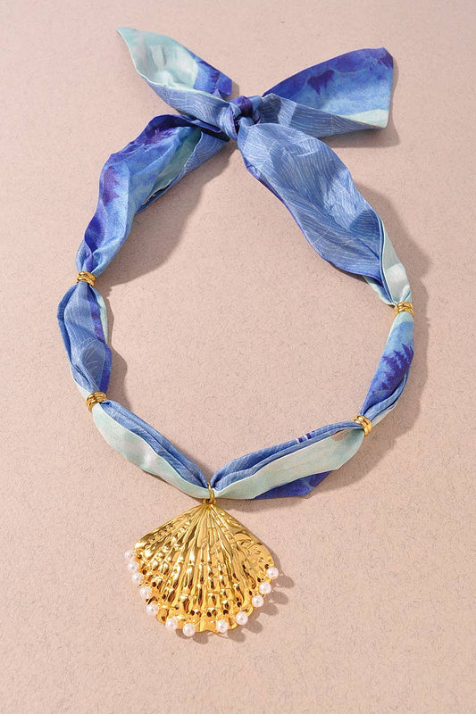 Shell Pendant Scarf Necklace