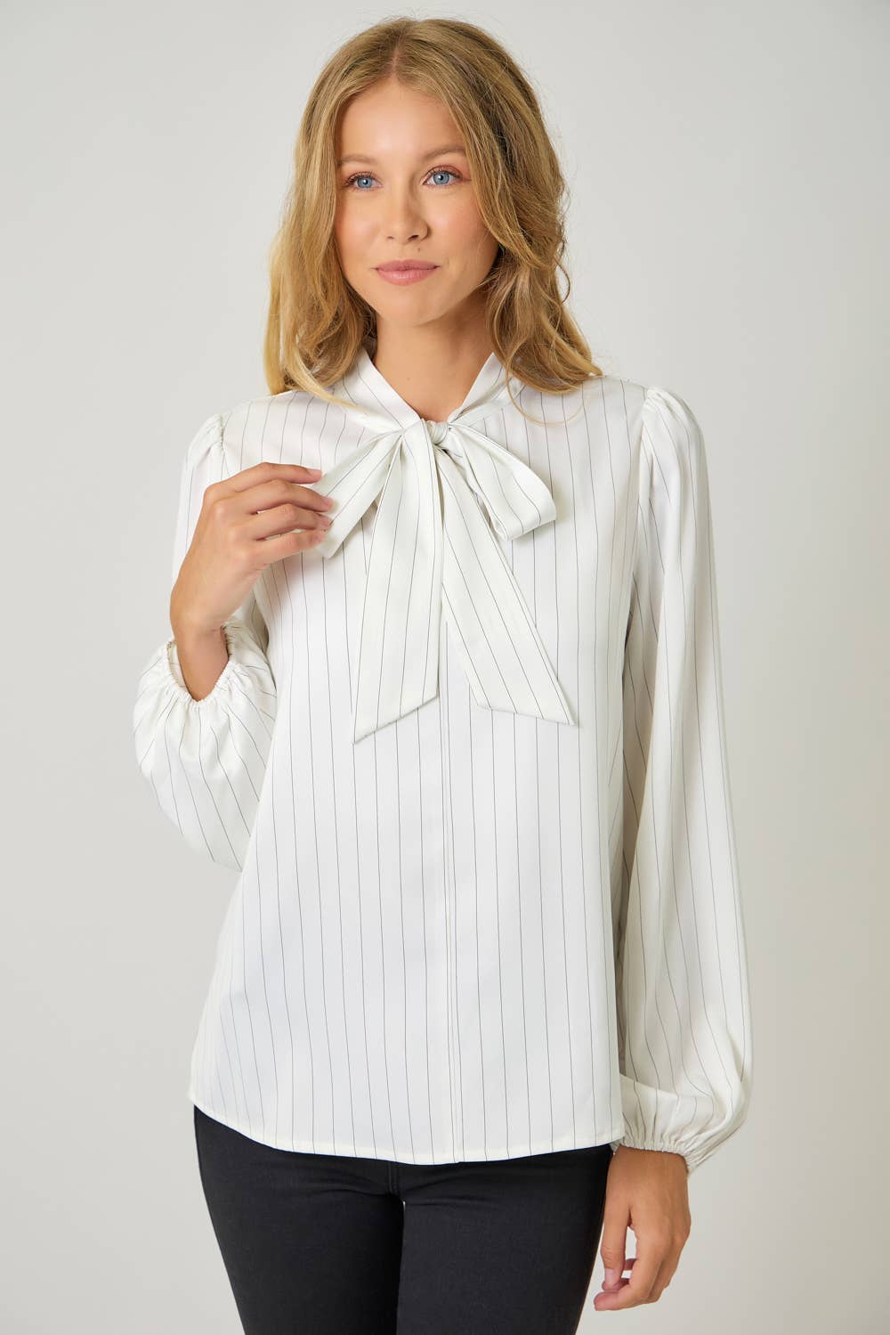 Ribbon Tie Stripe Shirt
