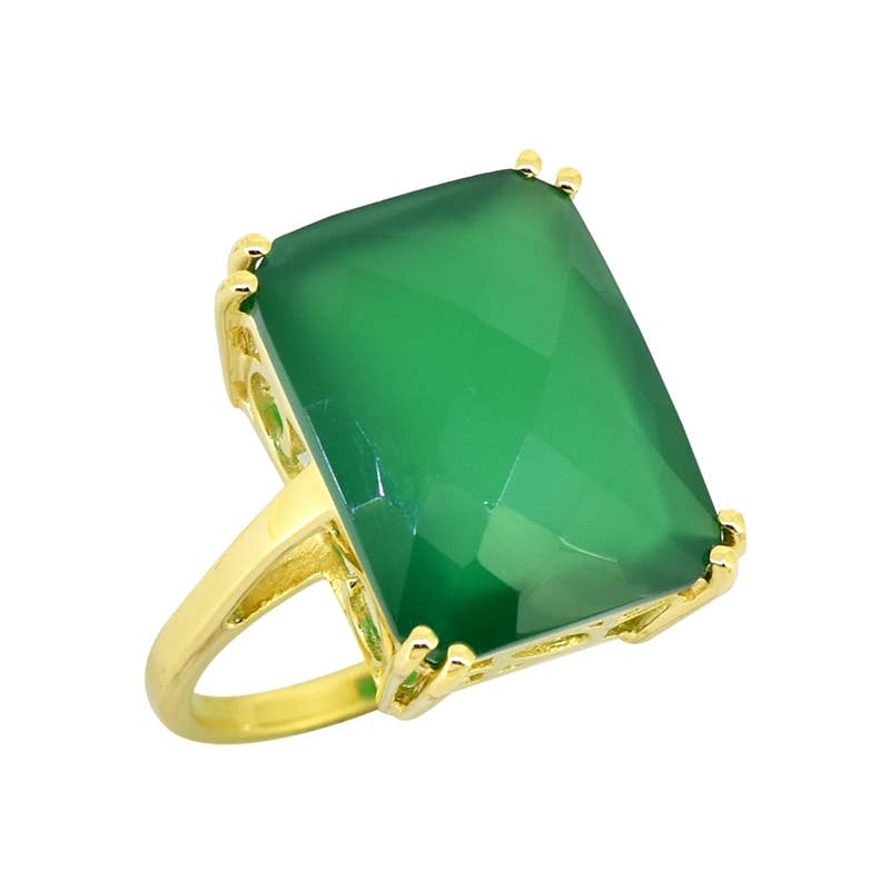 Green Onyx Verde light Crest Ring