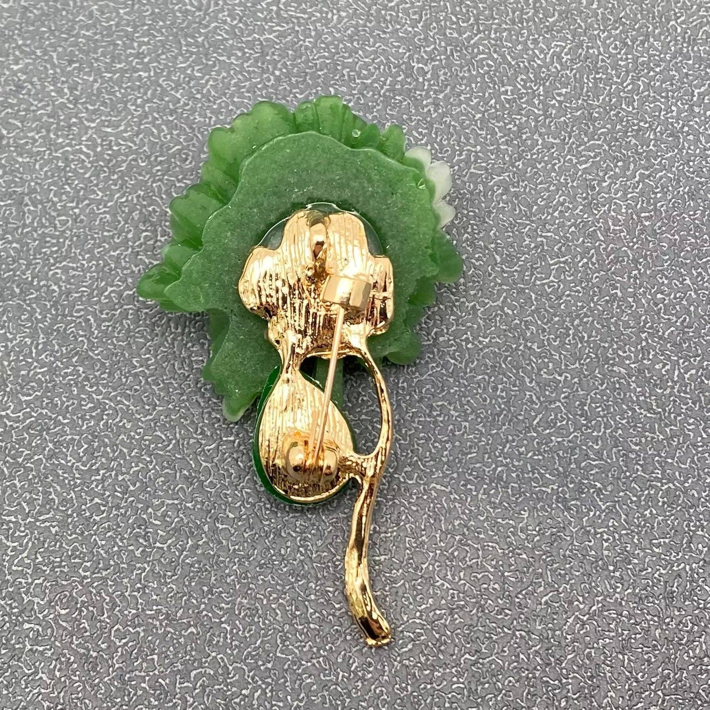 Green Resin Peony Flower Brooch
