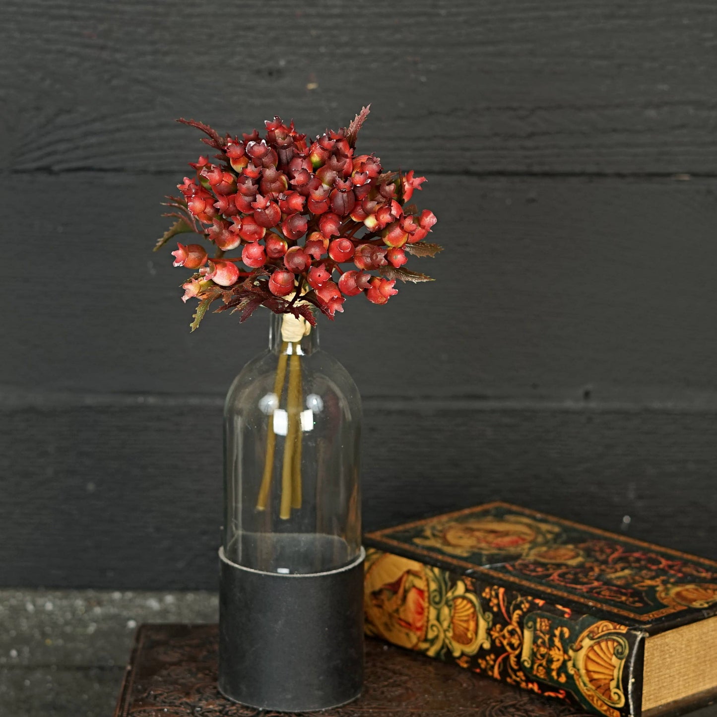 9in Bush-Rosehips Bunch-Burgundy