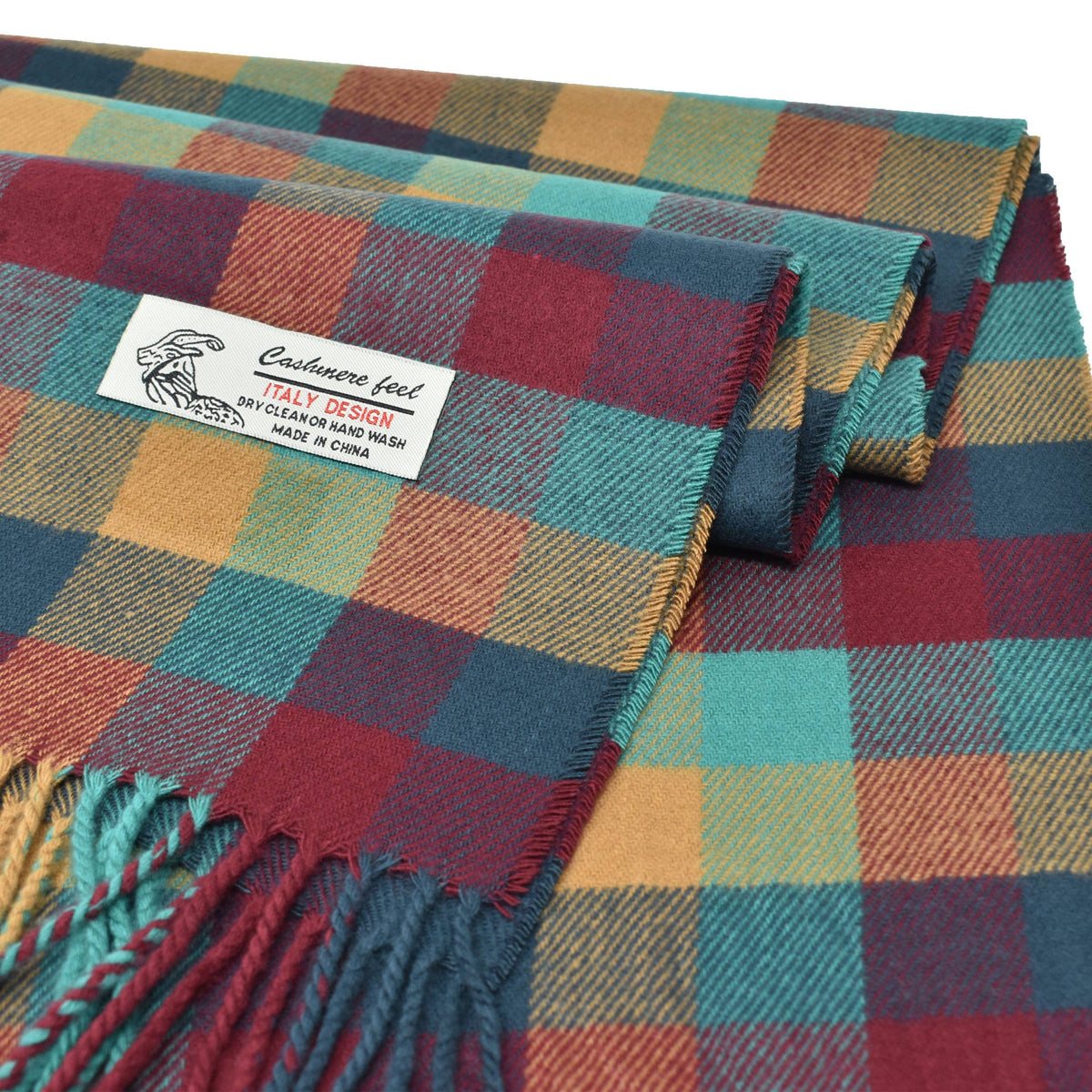 Winter Scarf Colorful Plaid Soft Cashmere Feel Muffler