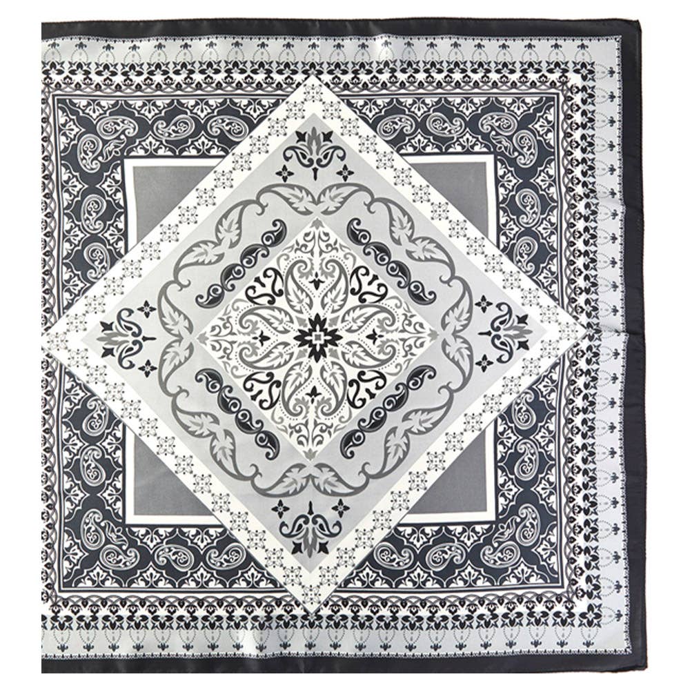 PAISLEY ARABESQUE ORIENTAL BANDANA SQUARE NECK SCARF
