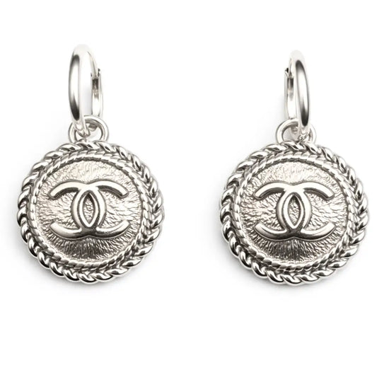 Silver Upcycled Chanel Hoop Earrings