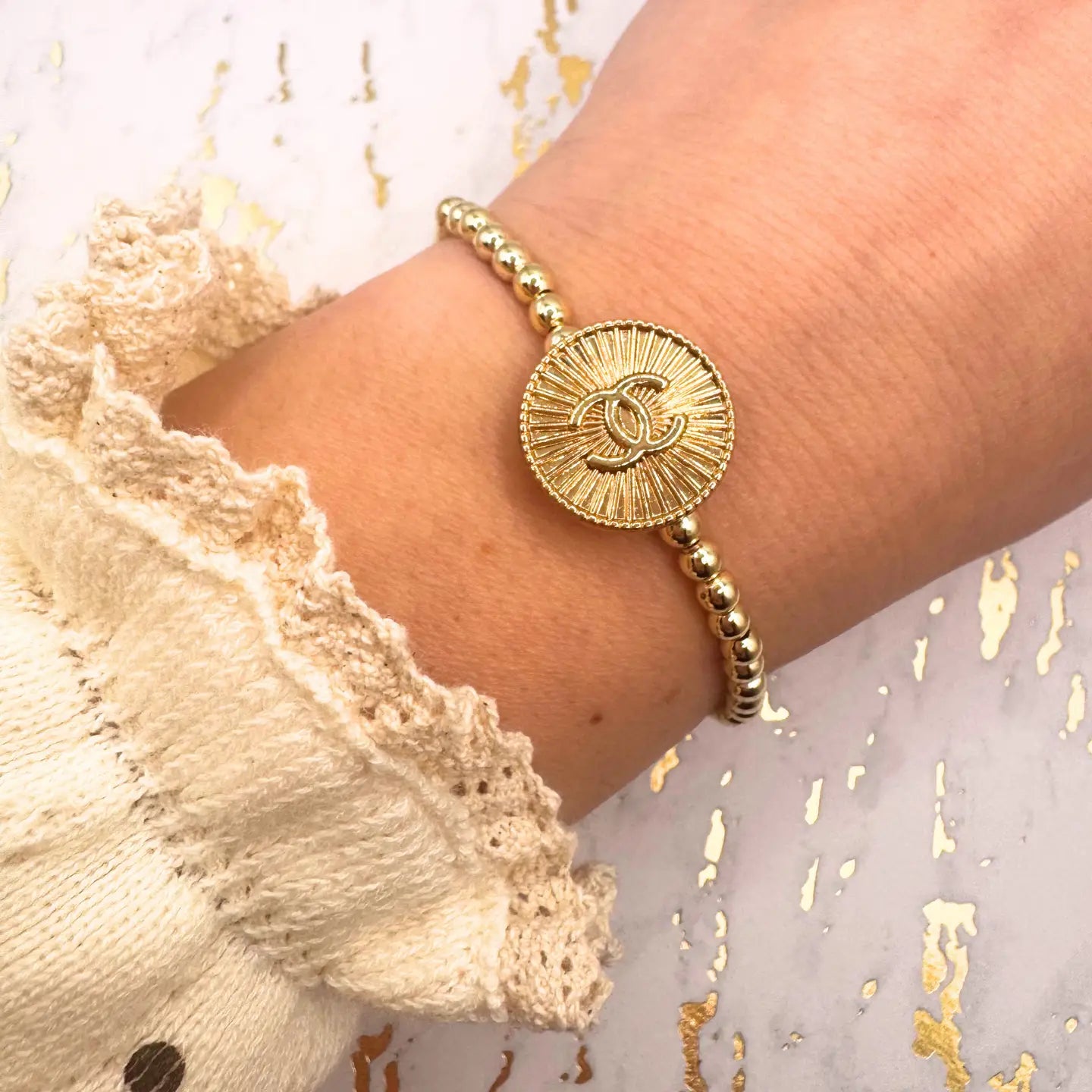 14K Gold Filled 5mm Beaded Bracelet - Waterproof