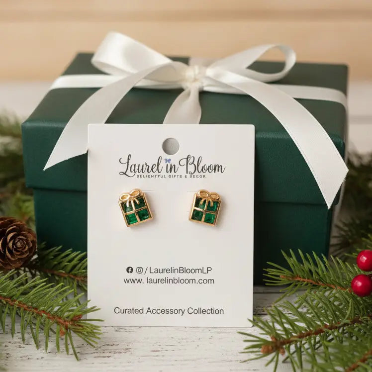 Merry Little Gift Box Stud Earrings