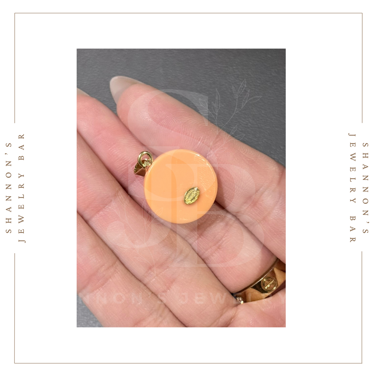 CHANEL Charm Zipper Pull Resin Orange Round CC 18mm