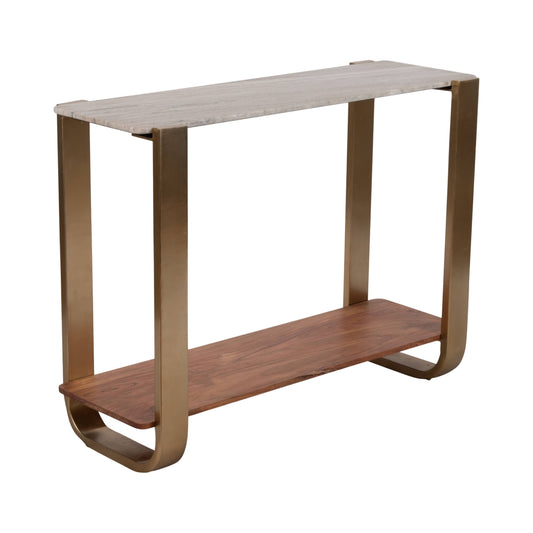 31 in. Gold Iron & Marble Top Console Table