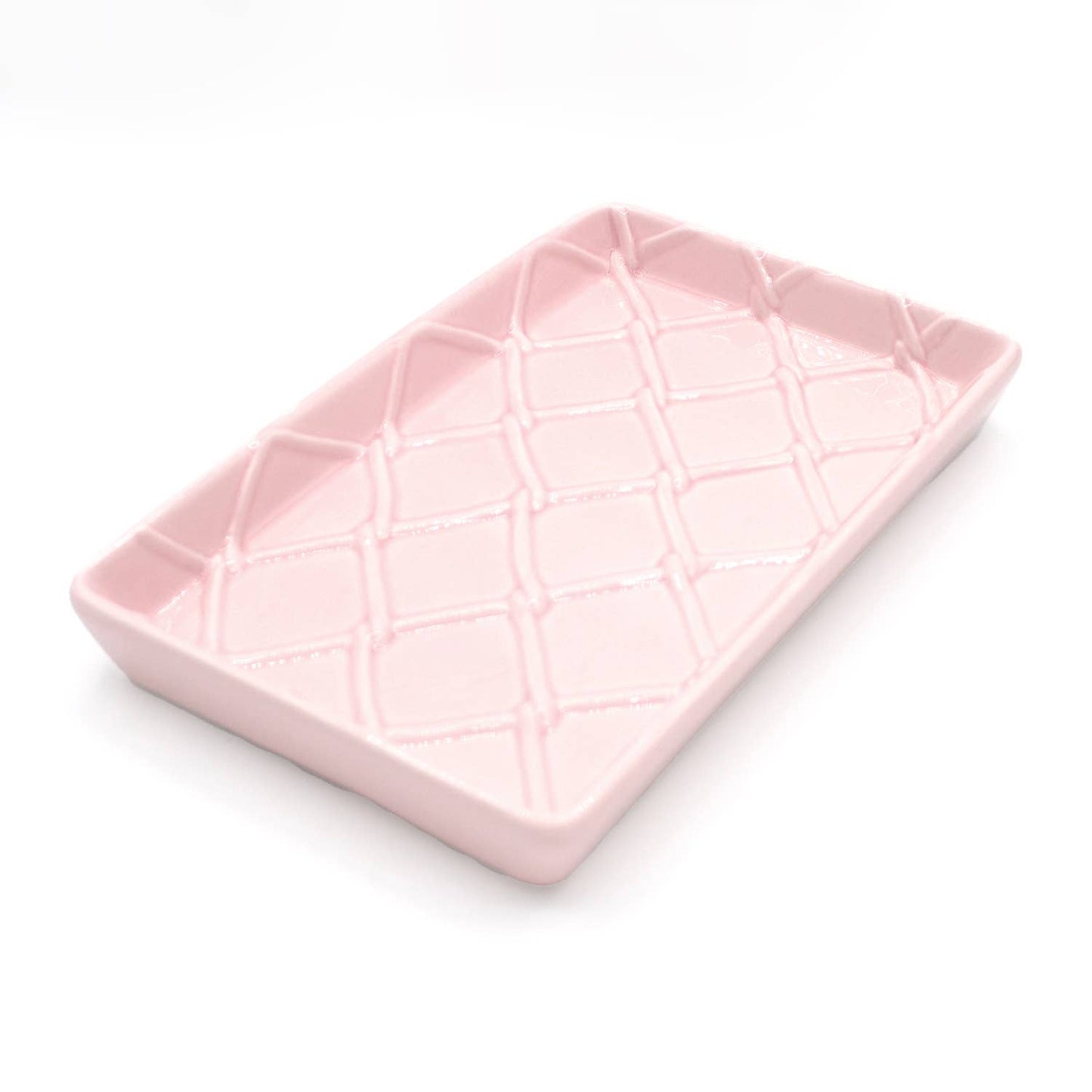 Pink Textured Ceramic Guest Towel Holder Tray