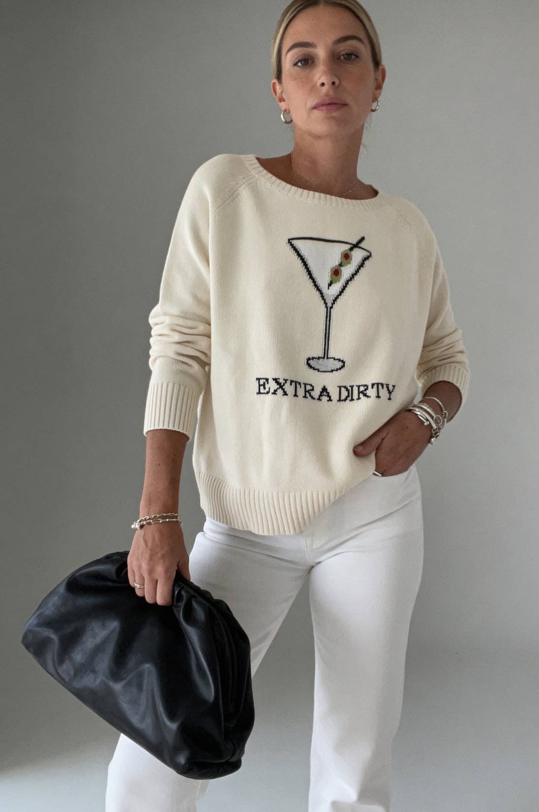 Extra Dirty Martini Cotton Sweater Ivory