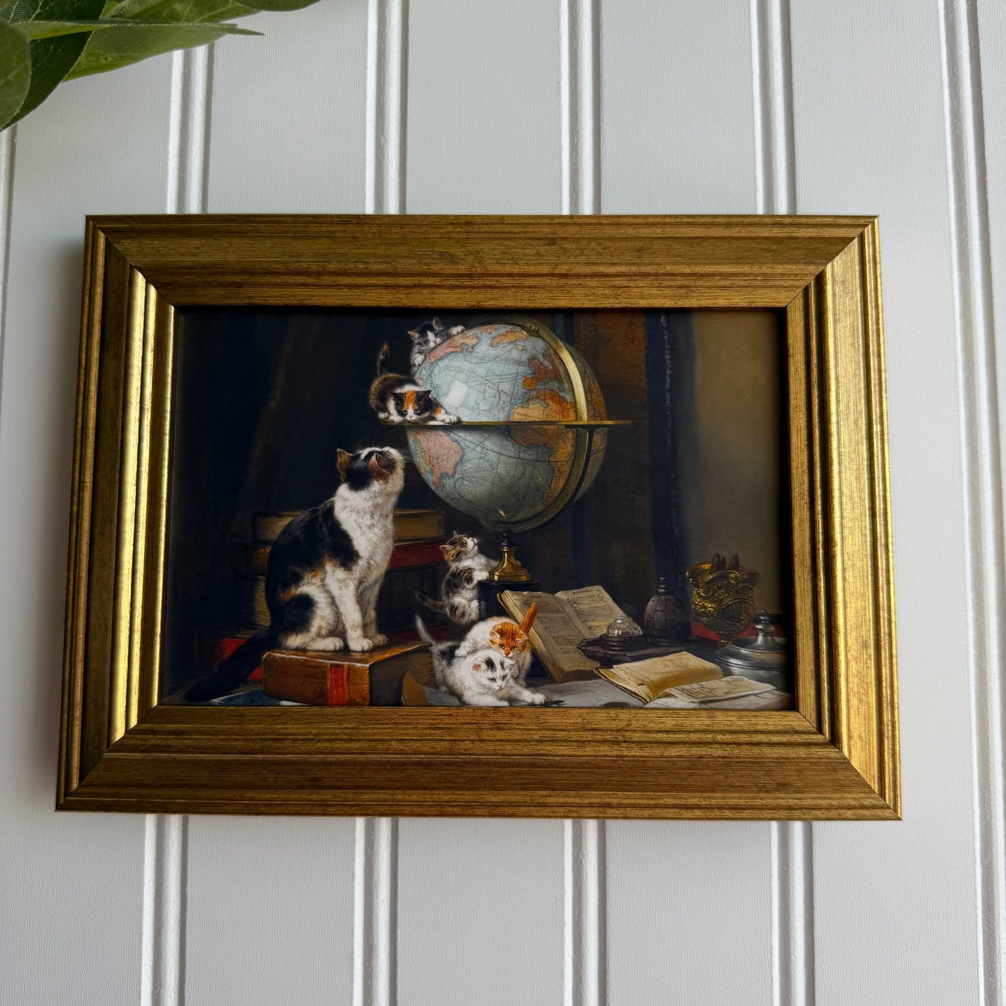 Vintage Style Kitties and World Globe Art Print Gallery Wall