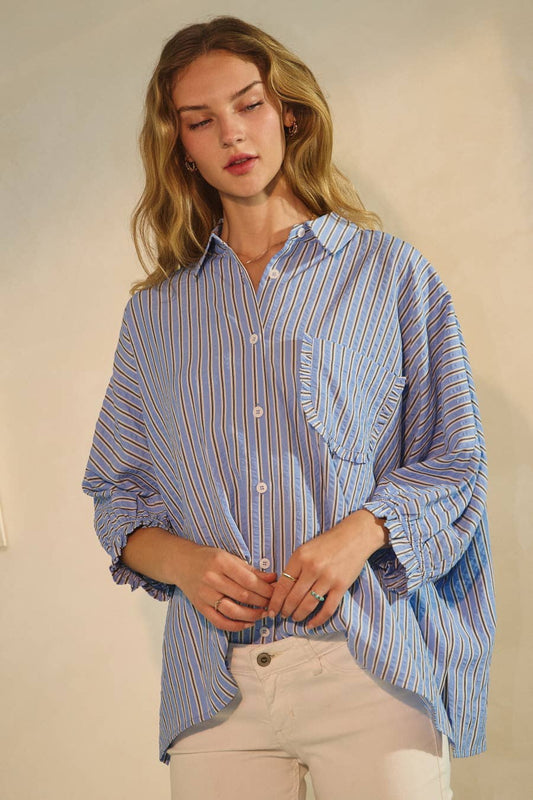 Striped Button Down Oversized Shirt