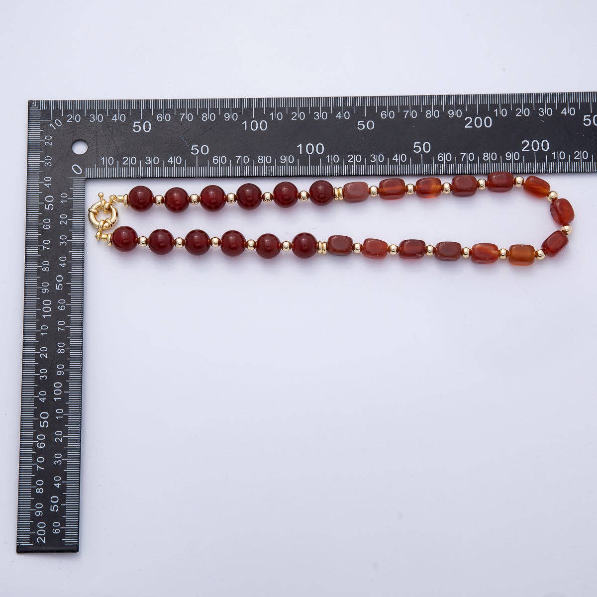 Red Carnelian Pebble Round Bead 18 Inch Necklace