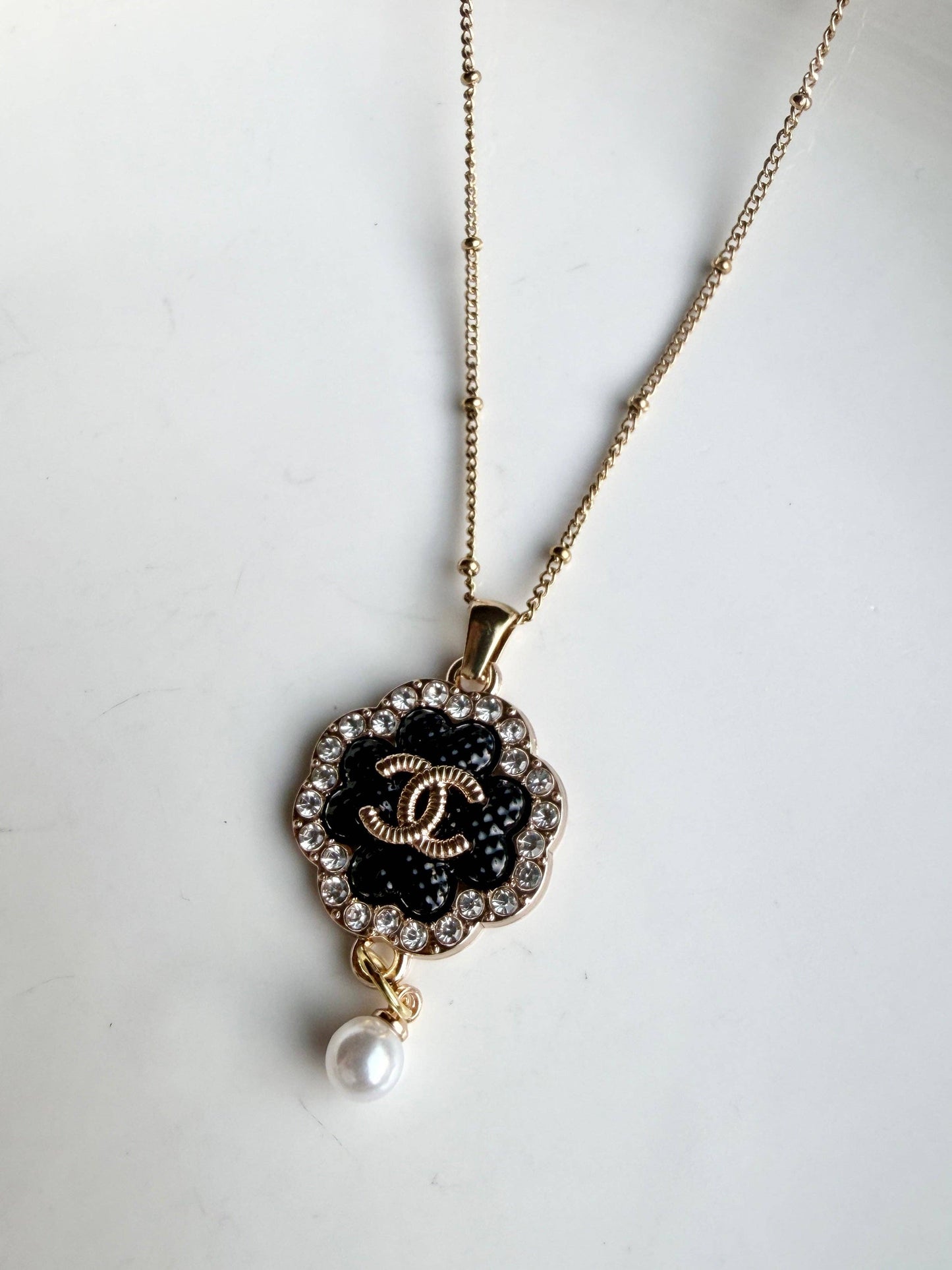Upcycled Chanel Black Pearl Necklace