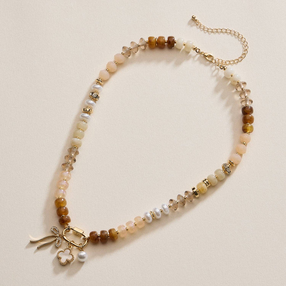 Layered Glass Bead Necklace | Trio of Charms