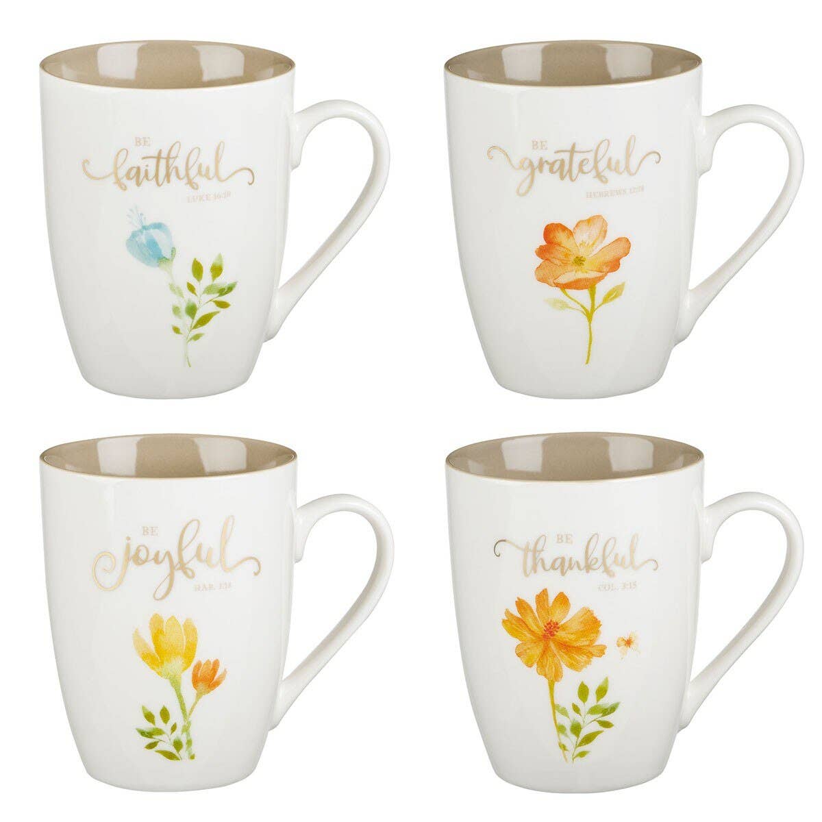 Mug Set 4pc Grateful Floral