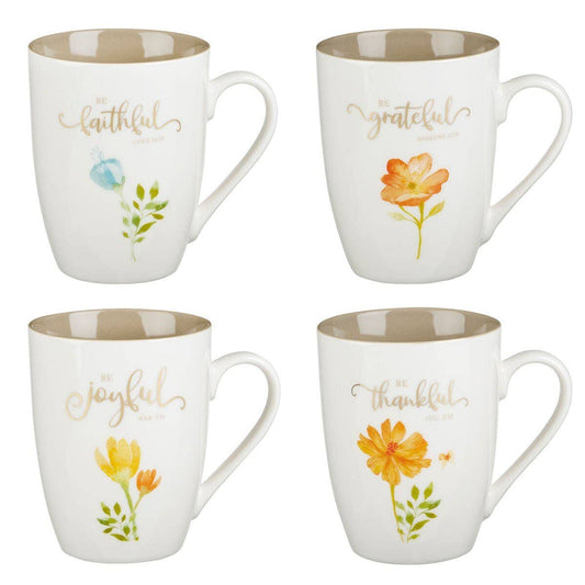 Mug Set 4pc Grateful Floral