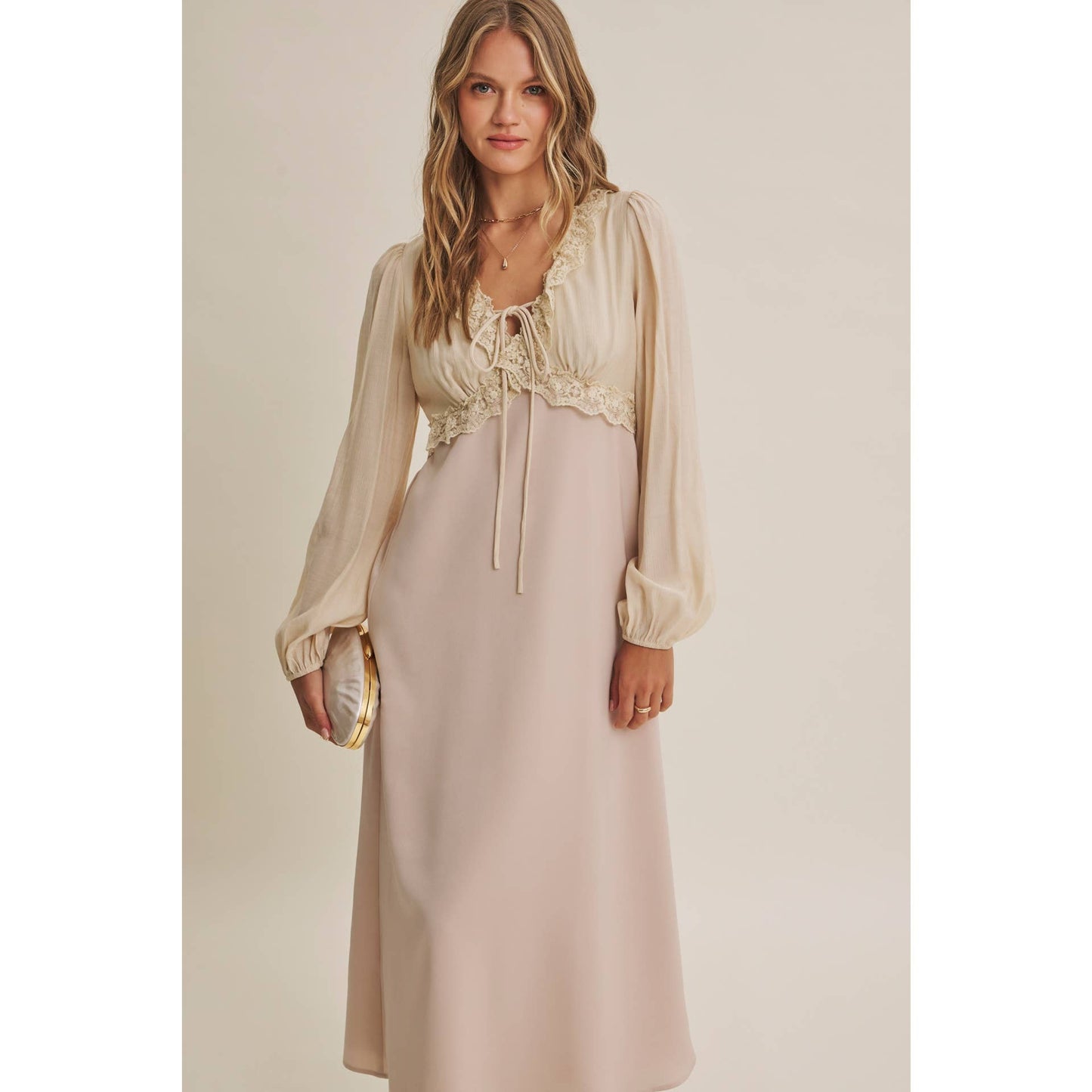 CHAMPAGNE ROSE MIDI DRESS