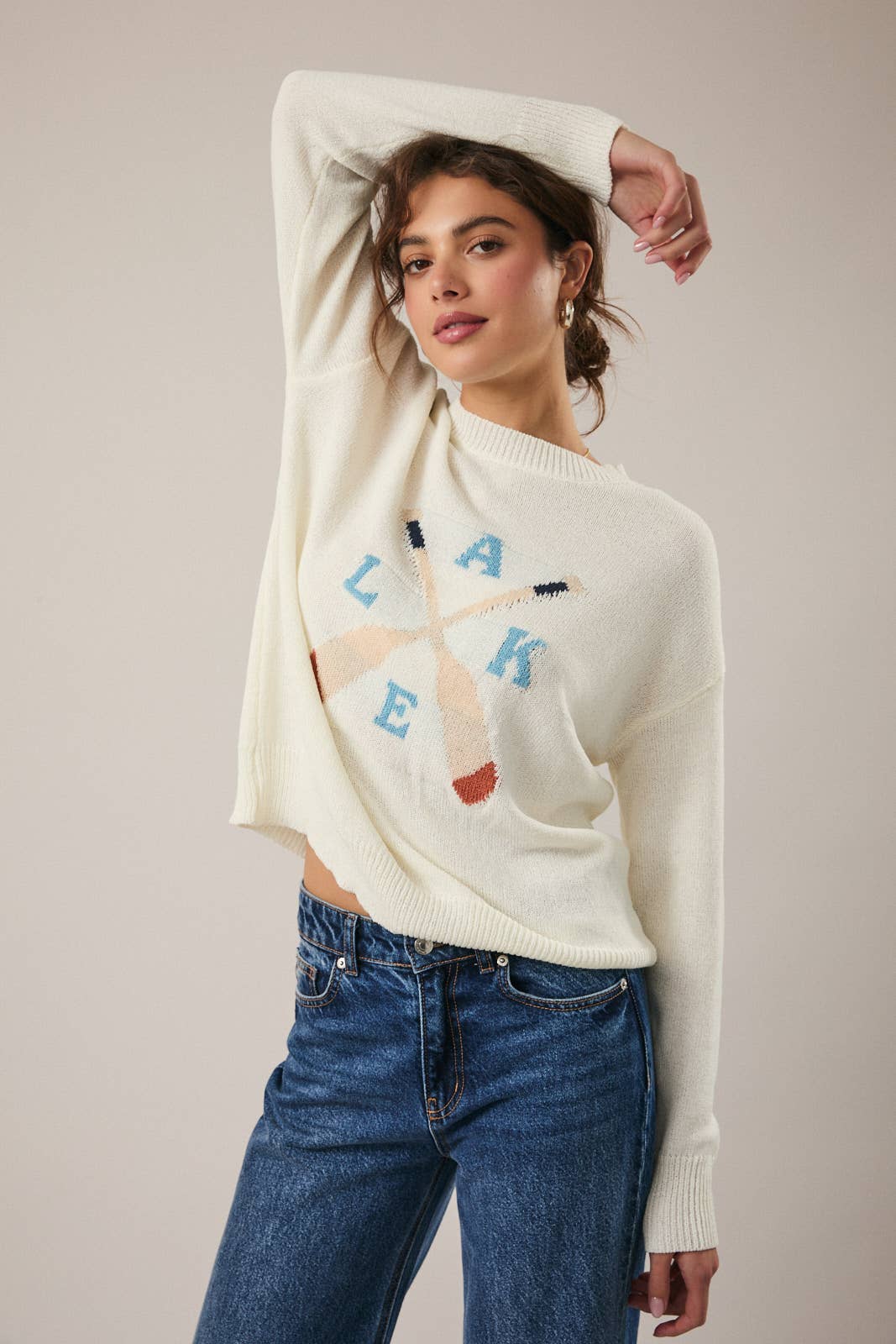 ROUND NECK LONG SLEEVE "LAKE" LT WEIGHT SWEATER