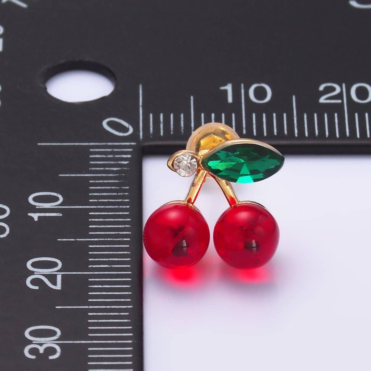 24K Gold Filled 13mm CZ Cherry Fruit Stud Earrings