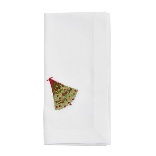 Embroidered Christmas Tree Napkin