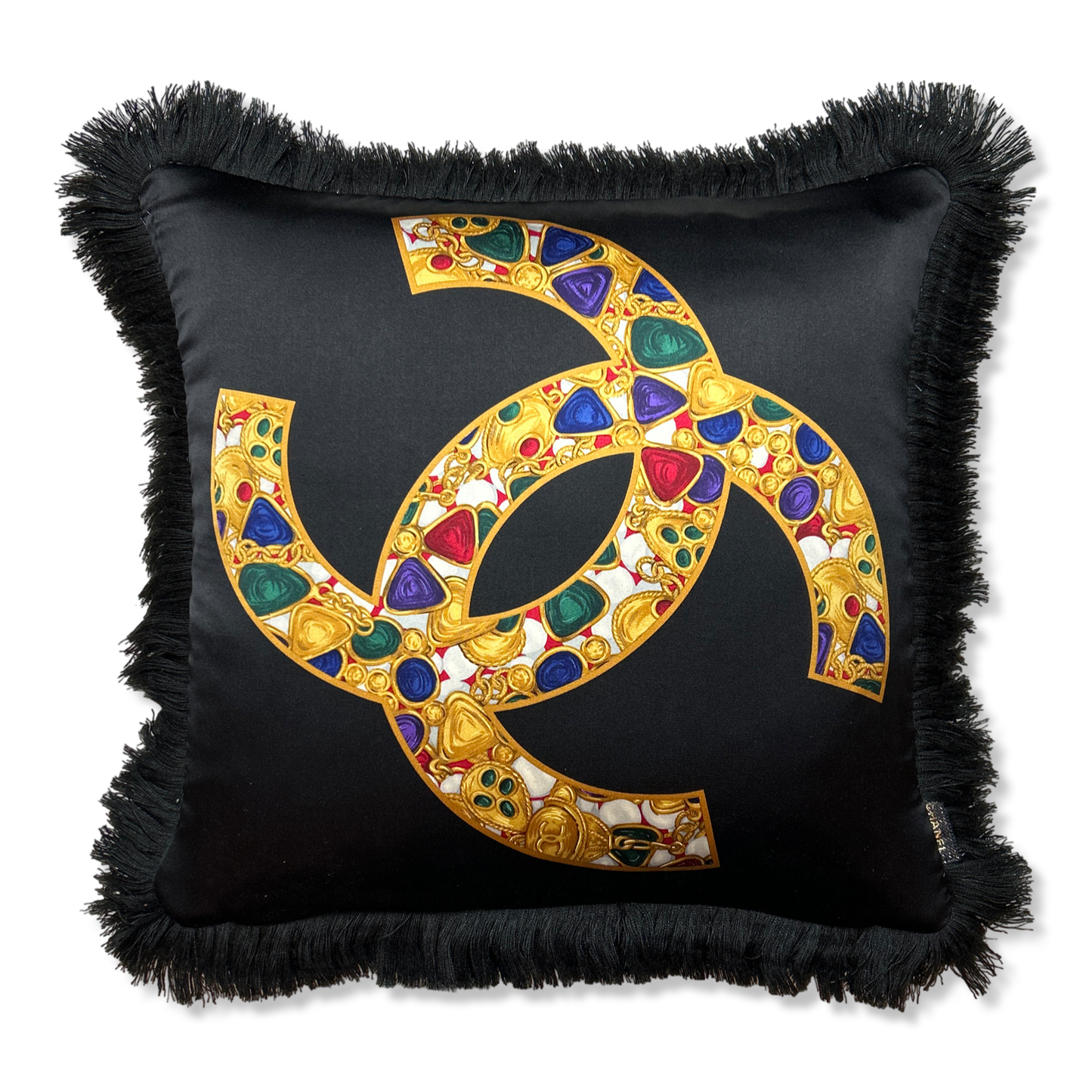 CC Logo Vintage Silk Scarf Pillows 19"