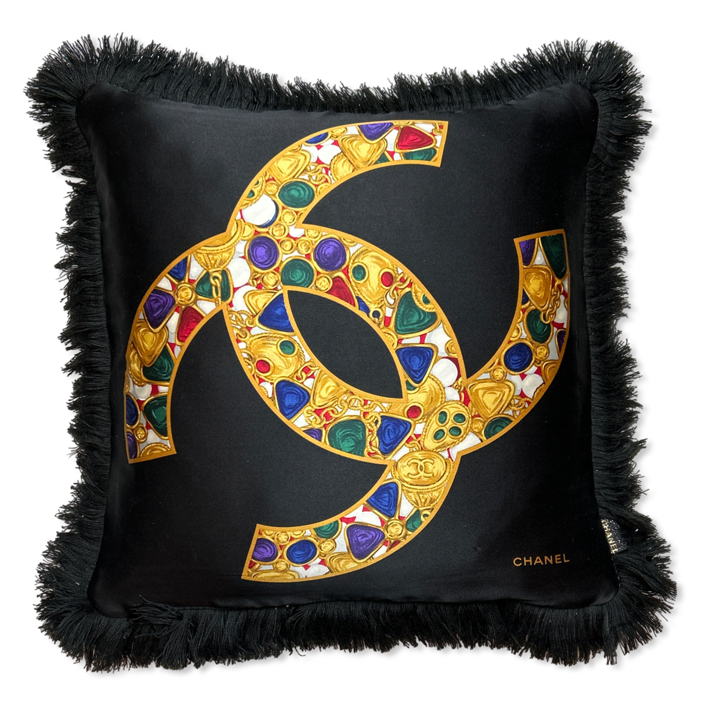 CC Logo Vintage Silk Scarf Pillows 19"