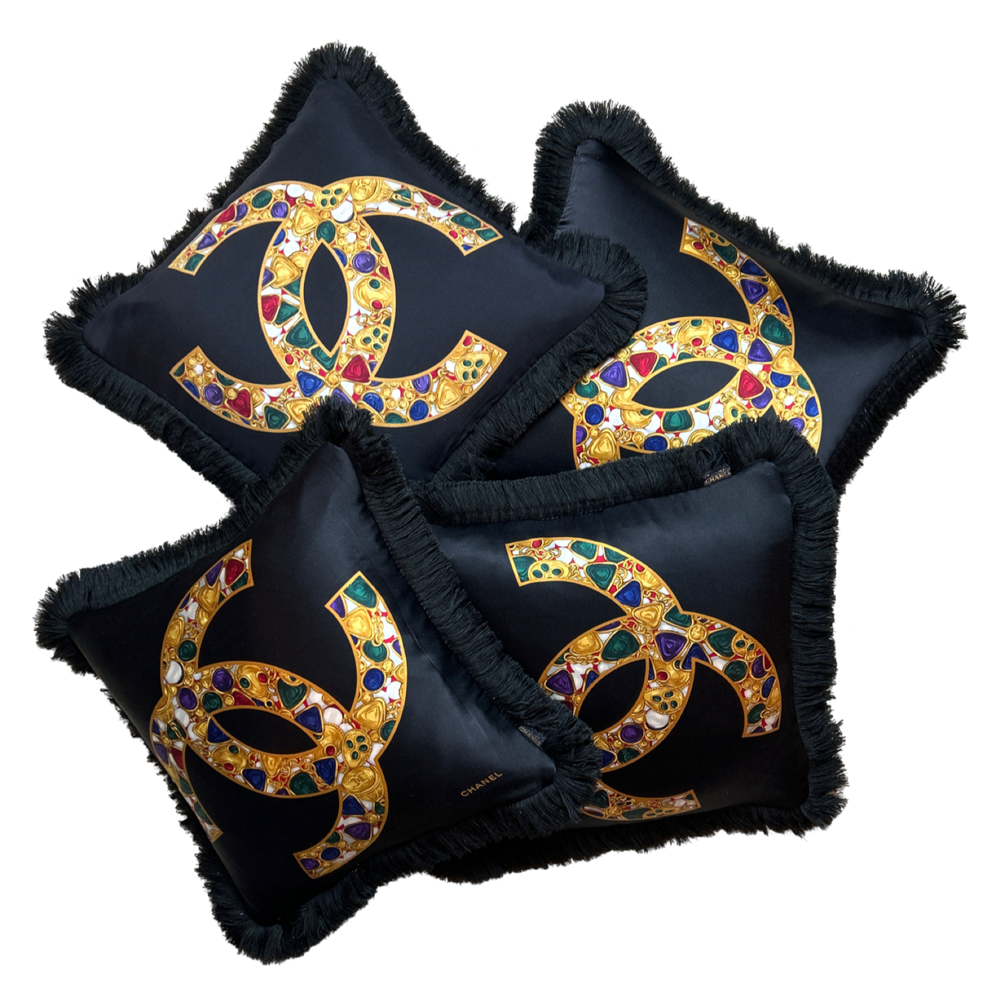 CC Logo Vintage Silk Scarf Pillows 19"