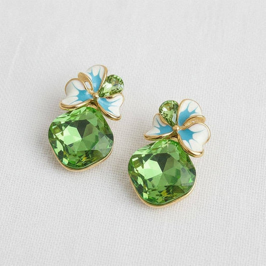 Charming Floral Gemstone Drop Earrings