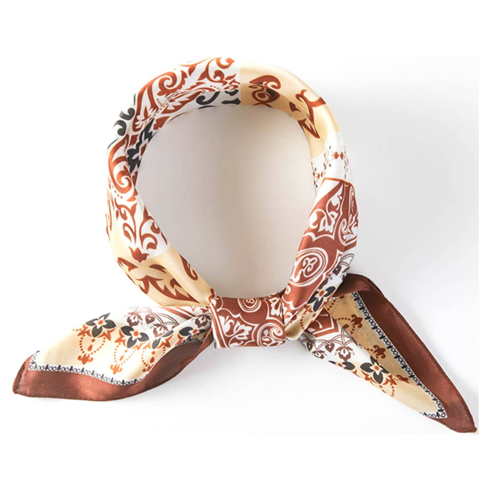 PAISLEY ARABESQUE ORIENTAL BANDANA SQUARE NECK SCARF