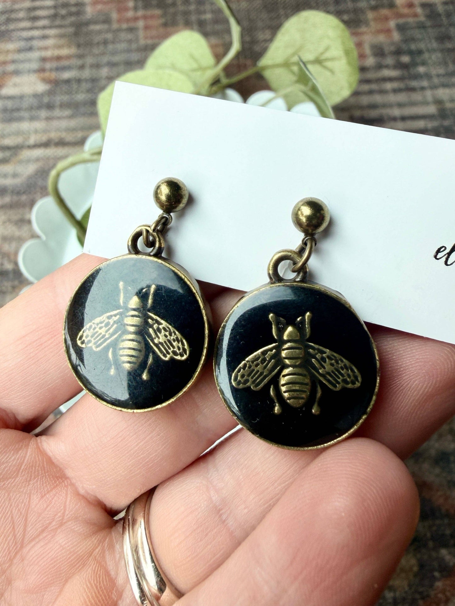 Upcycled Gucci Bee Pendant Earrings
