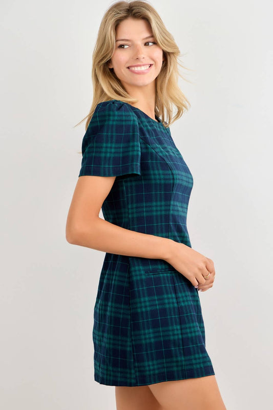 PLAID PRINT MINI DRESS