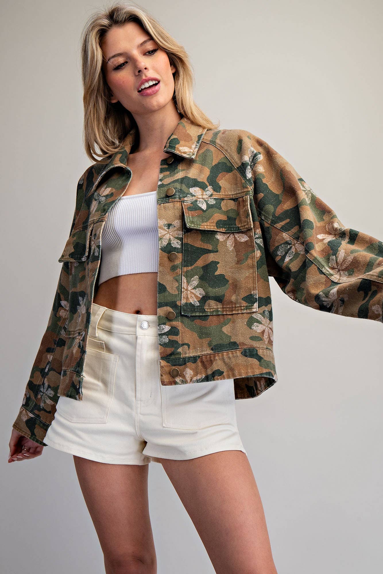 FLORAL CAMO PRINTED JACKET