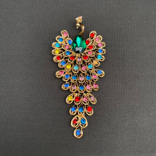 Sparkling Rhinestone Enamel Peacock Brooch