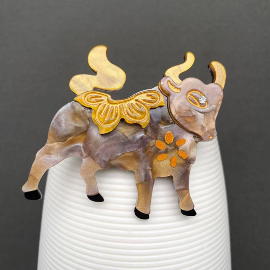 Bull Acrylic Brooch
