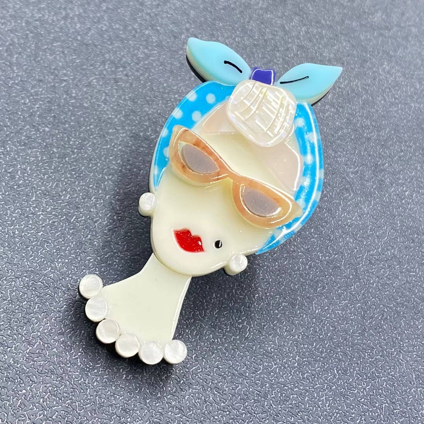 Women with Bow Turban Acrylic Brooch