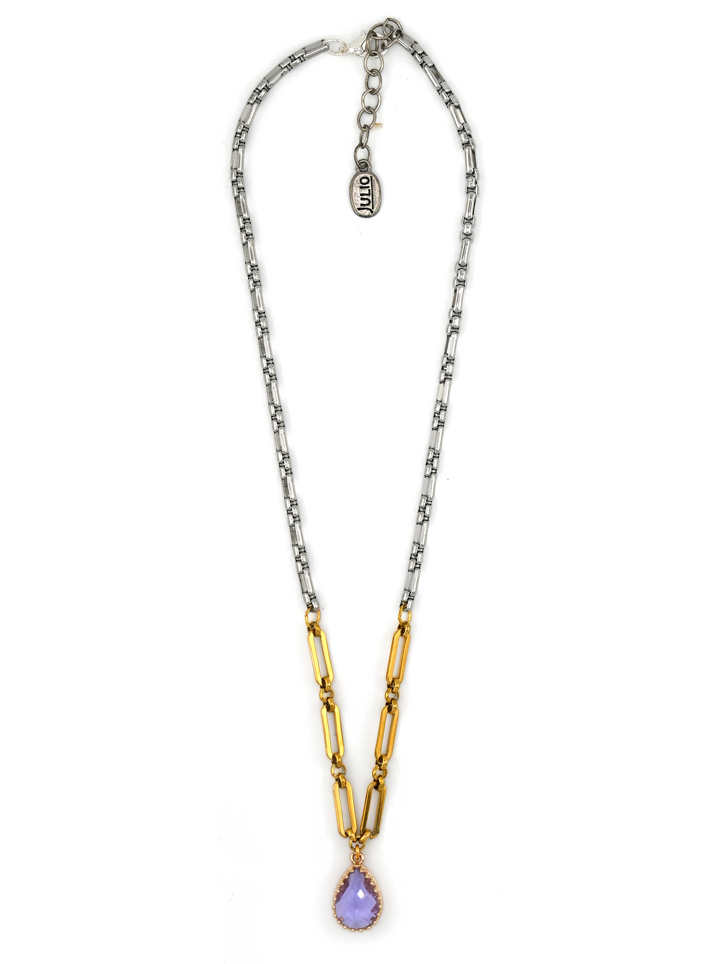 Mabank Faceted Crystal Pendant on Duo-Textured Chain