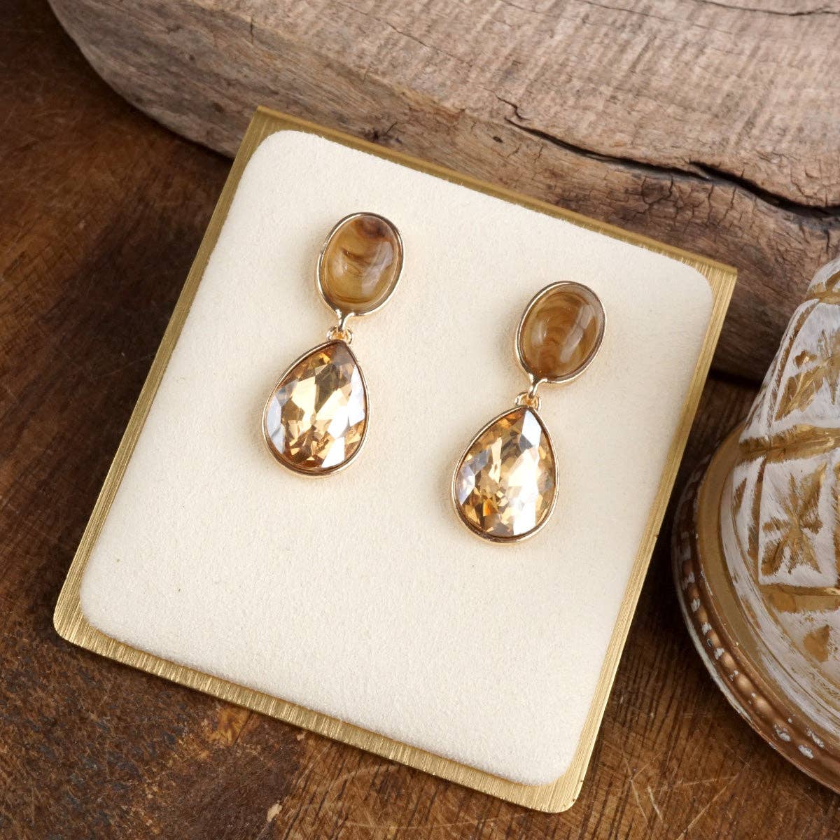 Moonlit Grace – Classic Teardrop Jeweled Statement Earrings