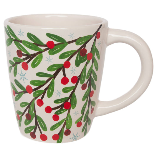 12 oz Winter Berry Holly Ceramic Mug Christmas