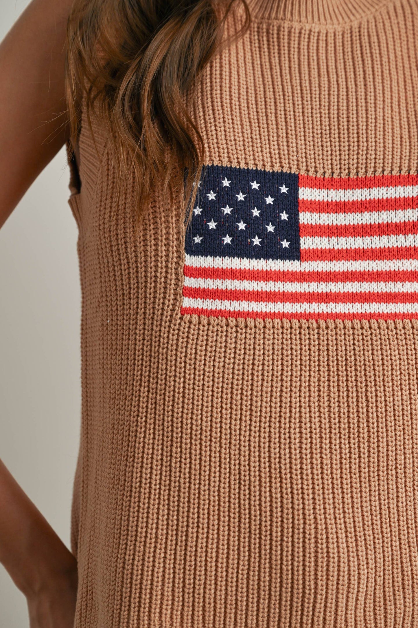 American Flag Knit Sleeveless Sweater