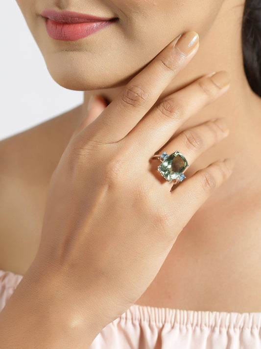 Green Amethyst Gemstone Ring