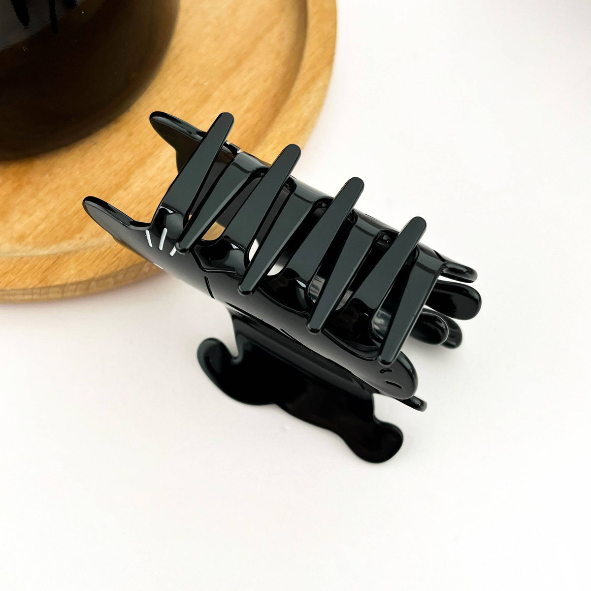 Black Standing Cat Hair Claw Clip
